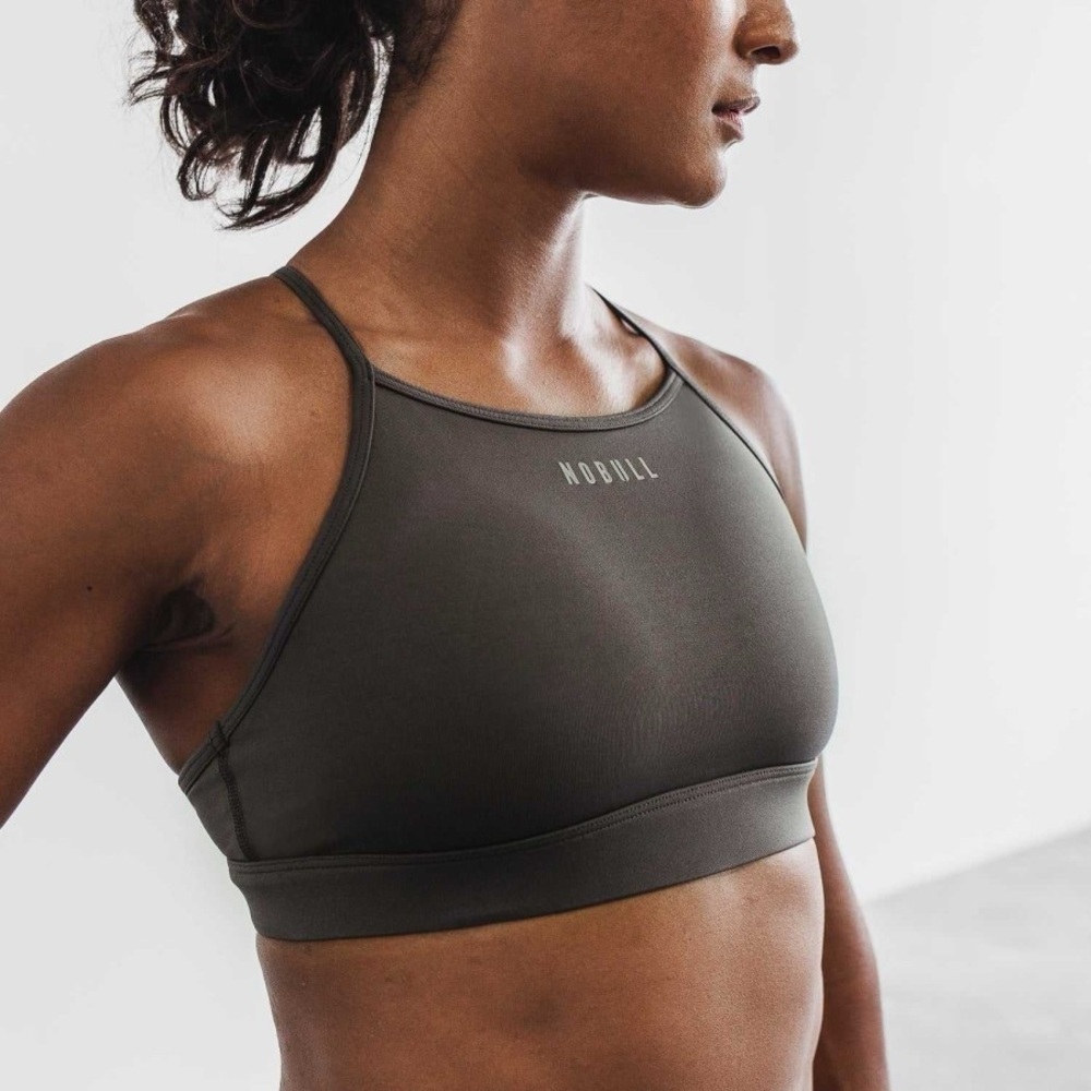 NWT NOBULL Matte High-Neck Sports Bra - XS - Dark Shadow (Gray)